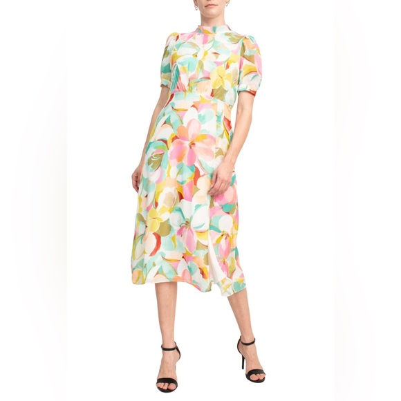 JULIA JORDAN Printed Chiffon Midi Dress - Size 4